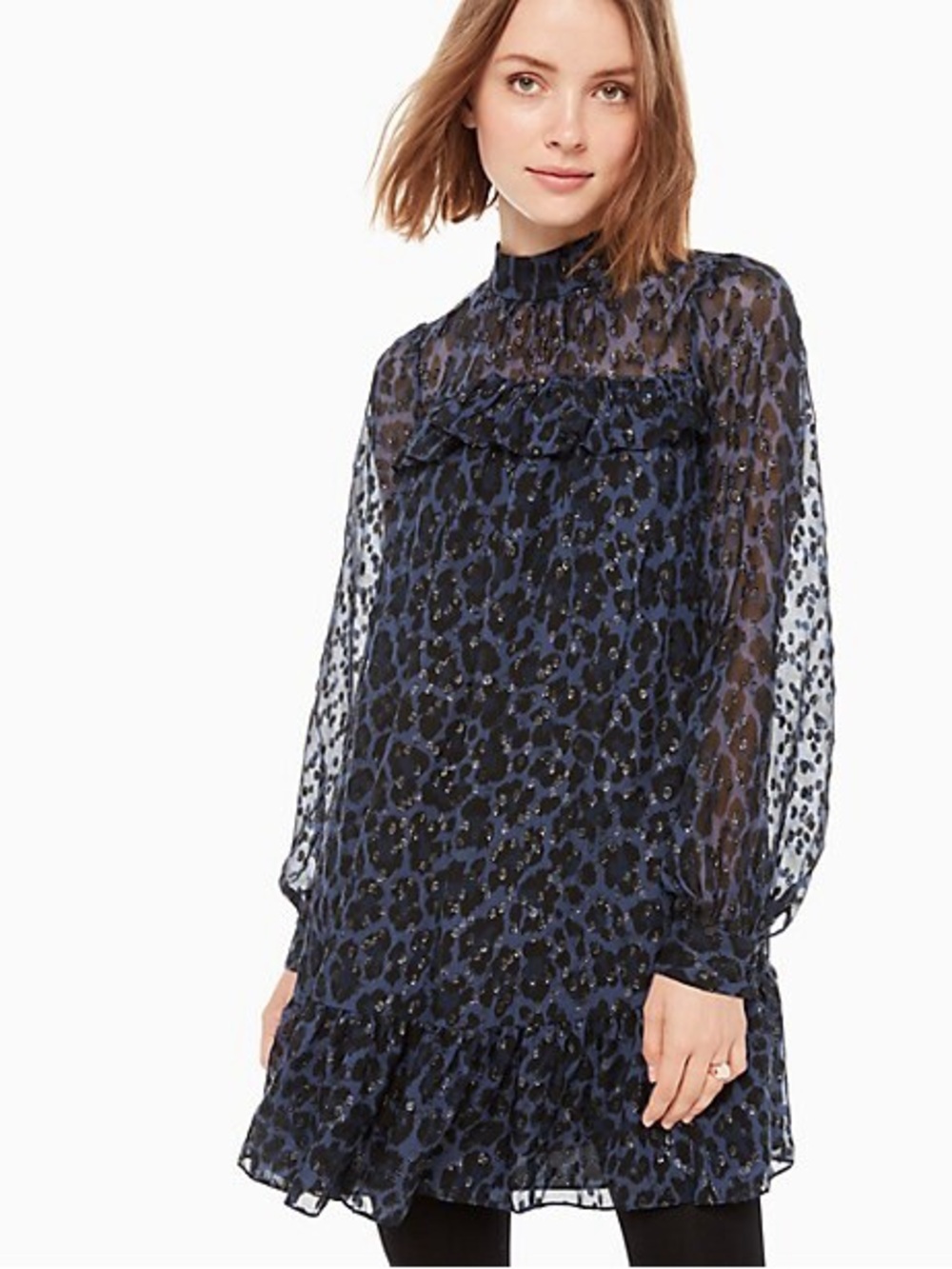 Kate Spade Wild Ones Leopard Clip Dot Silk Mini Dress Size S